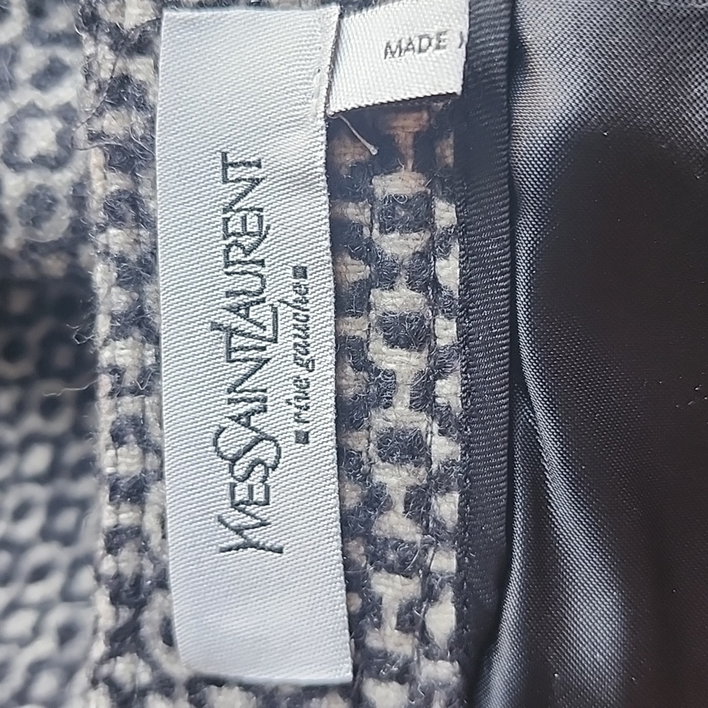 Yves St. Laurent Black and White Patterned Wool Pencil Skirt - Picture 10 of 15